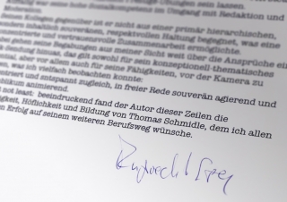 Schreiben von Ruprecht Eser (ZDF)